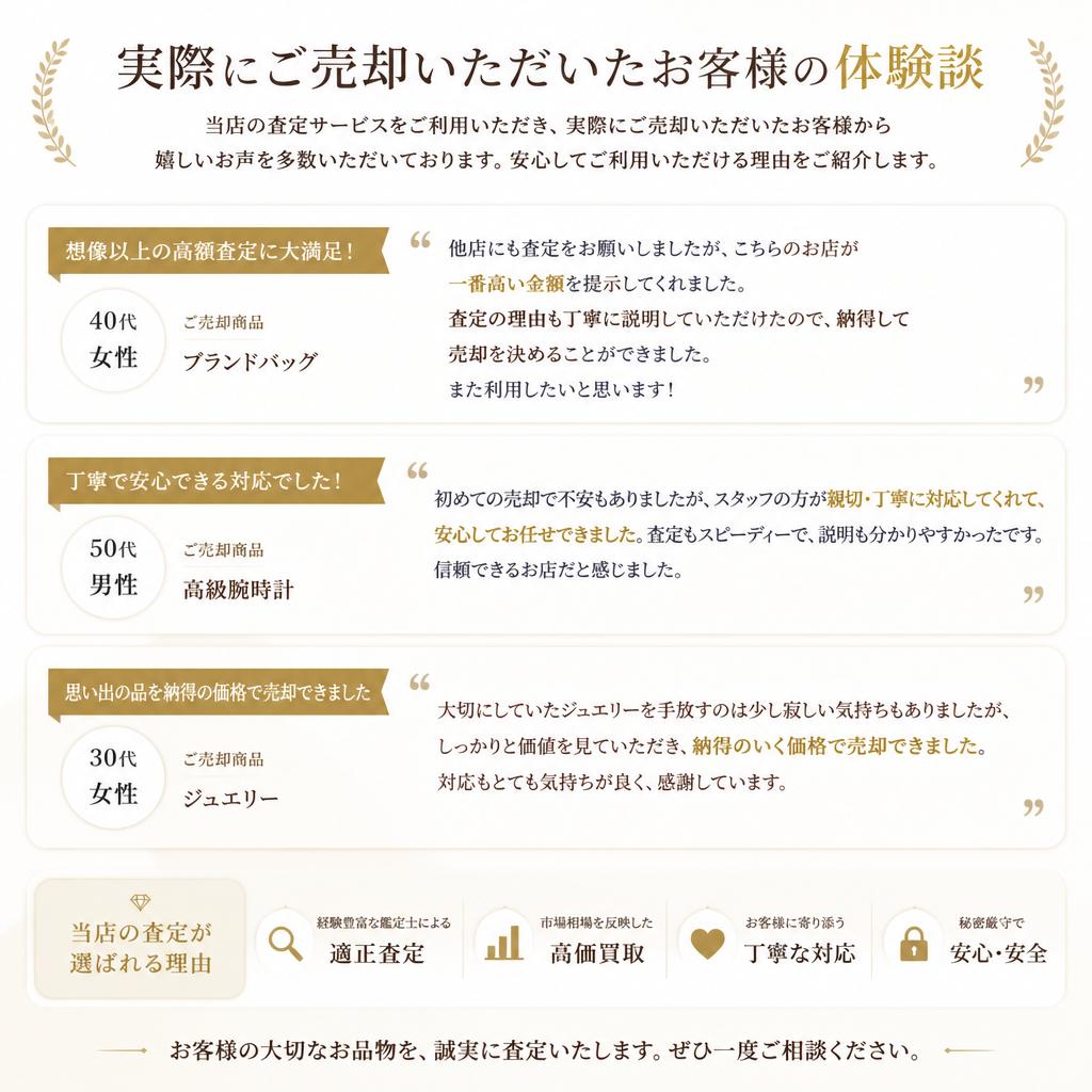 お客様の声:貴金属売却の体験談