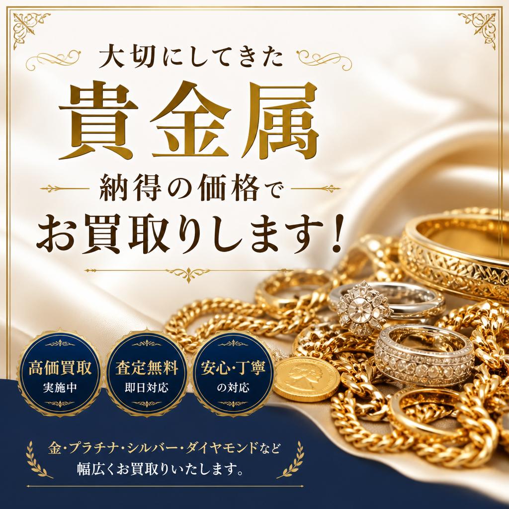 大切にしてきた貴金属、納得の価格でお買取りします！｜千葉県習志野市のお買取なら買取大吉 京成大久保駅前店