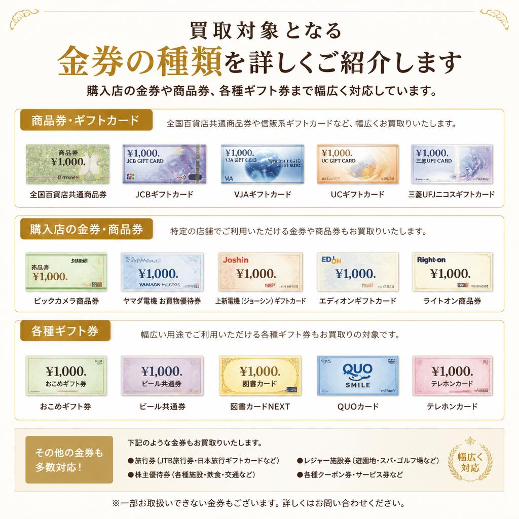 どんな金券が買取可能？