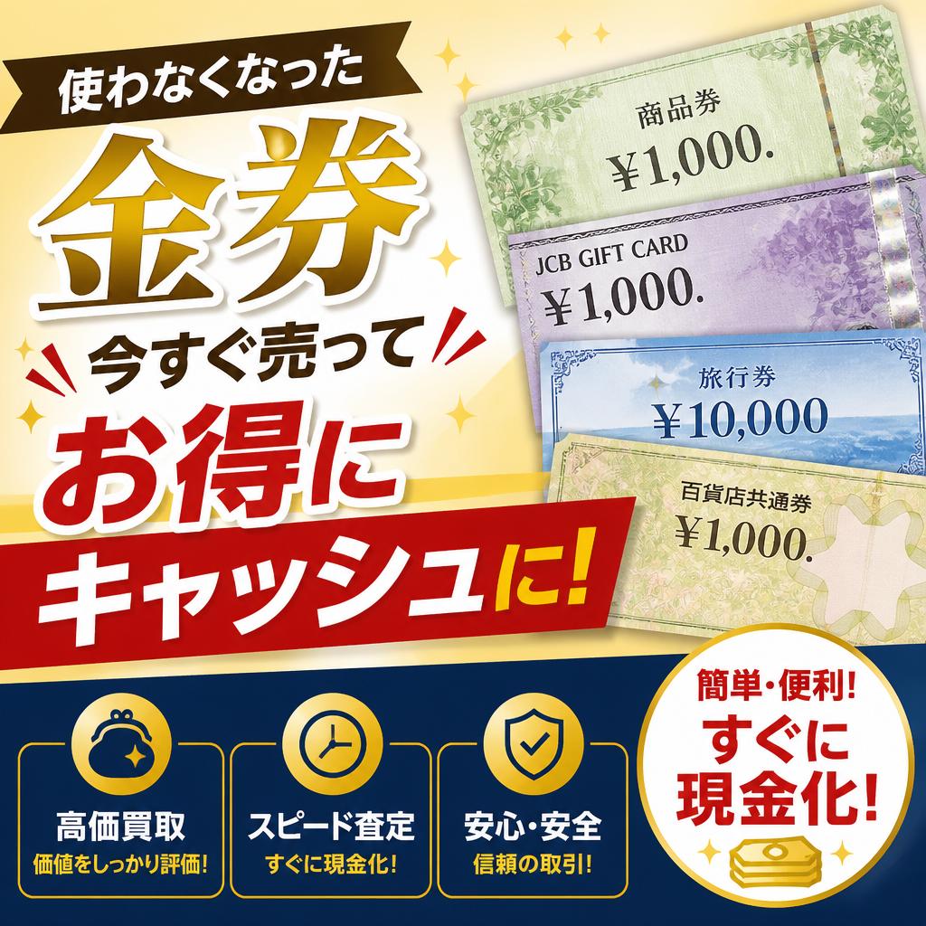 使わなくなった金券、今すぐ売ってお得にキャッシュに！｜千葉県船橋市のお買取なら買取大吉 京成大久保駅前店