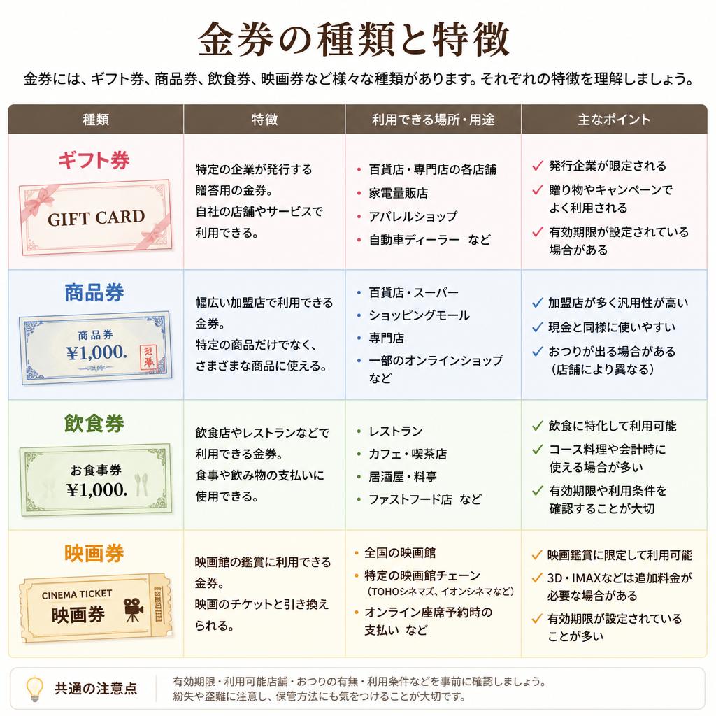金券の種類と特徴