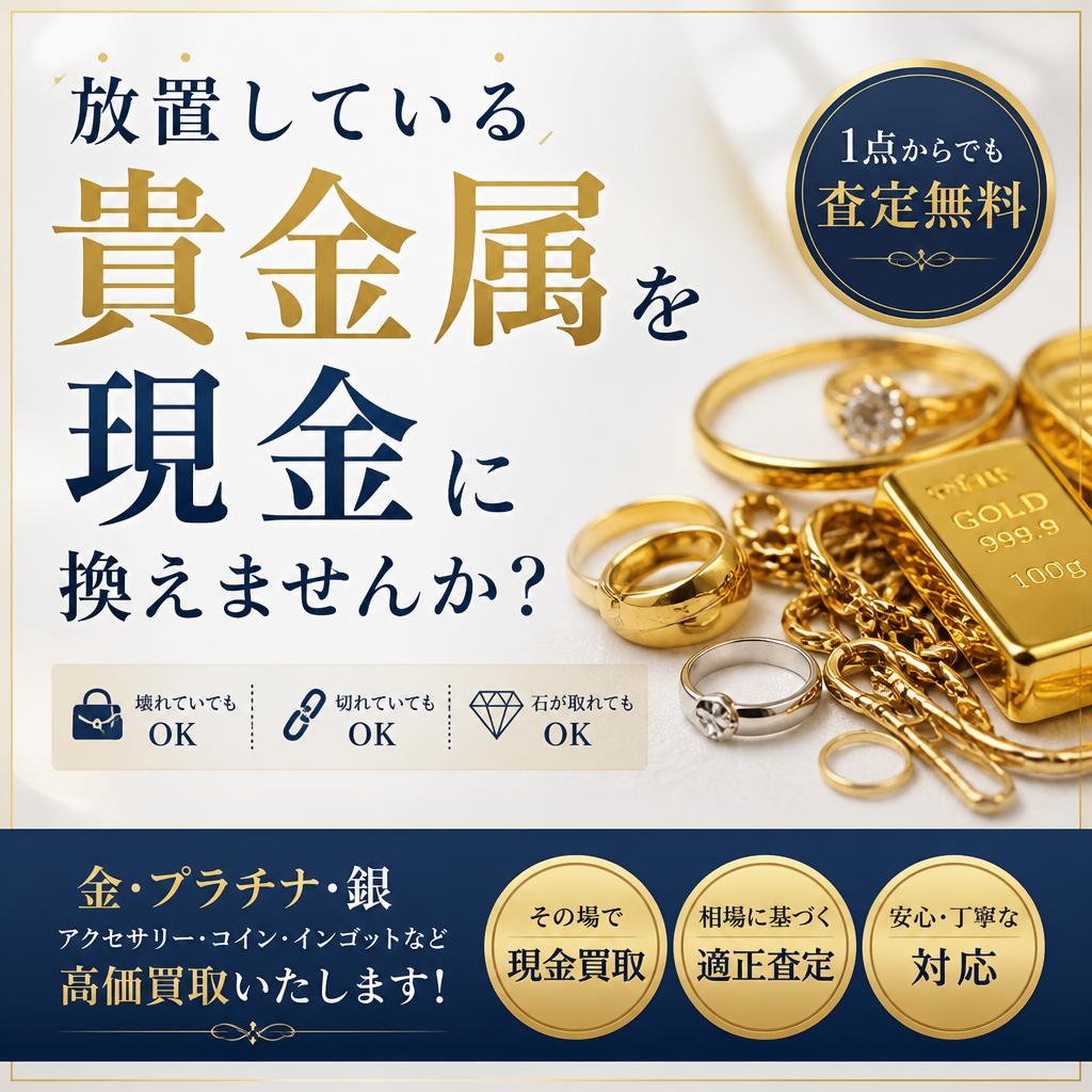放置している貴金属を現金に換えませんか？