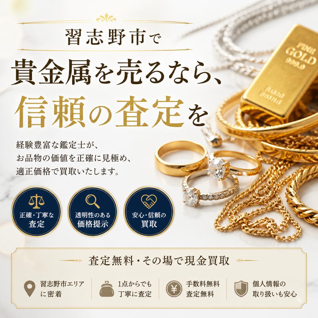 習志野市で貴金属を売るなら、信頼の査定を